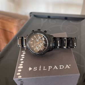 Silpada black watch with black crystals